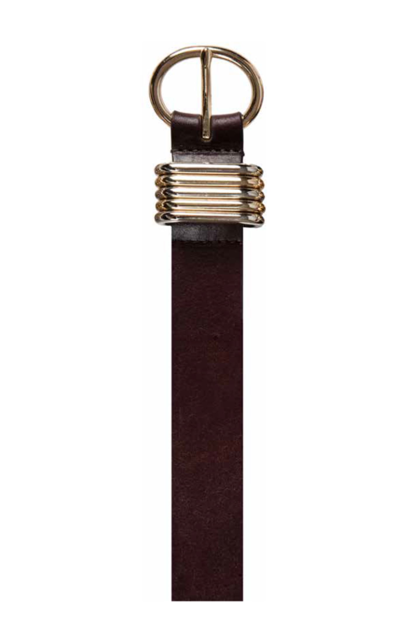 BREA GENUINE LEATHER HARNESS BELT WITH MIXED-METAL HARDWARE-BROWN