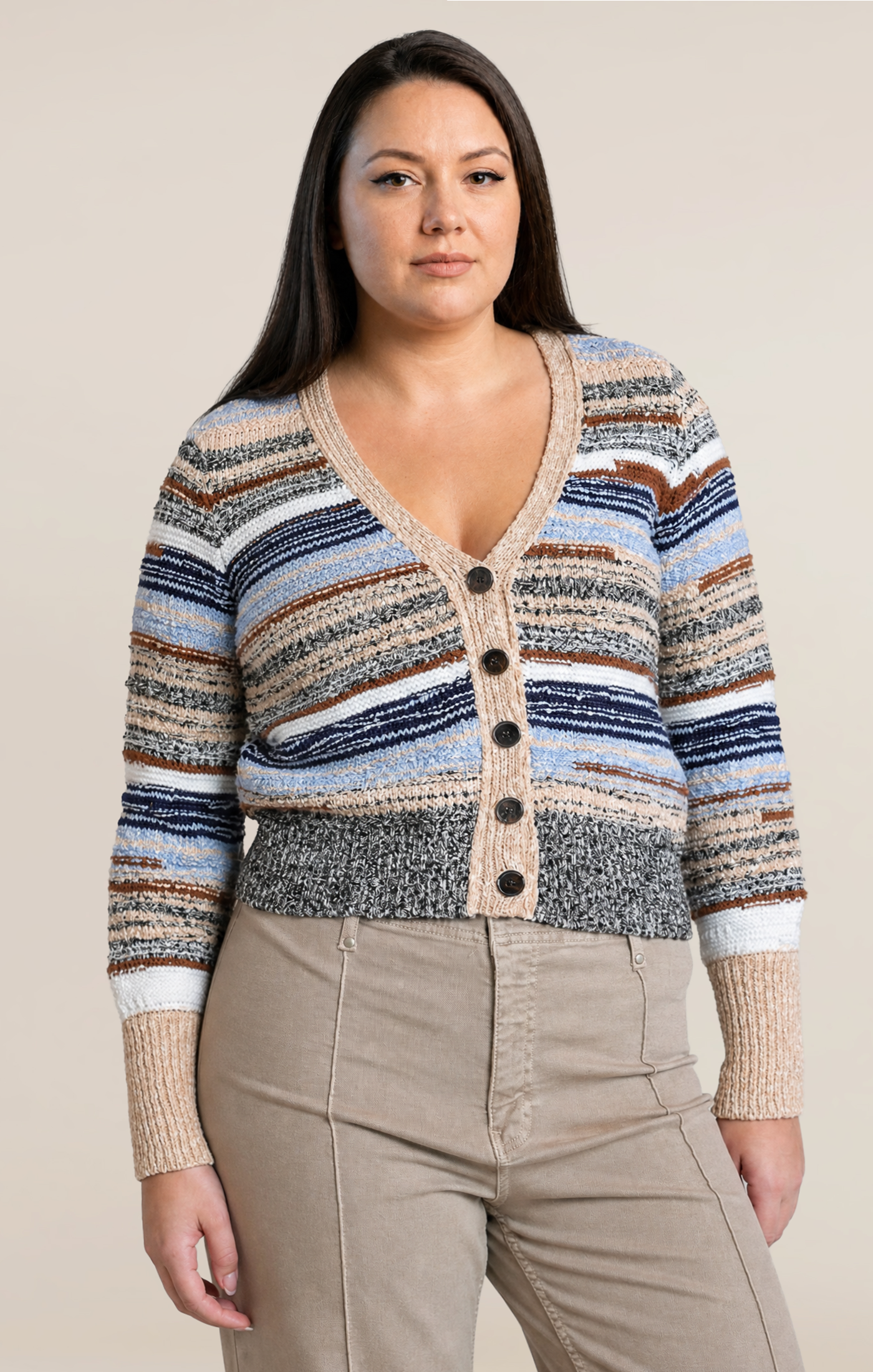 MELANGE STRIPED CARDIGAN