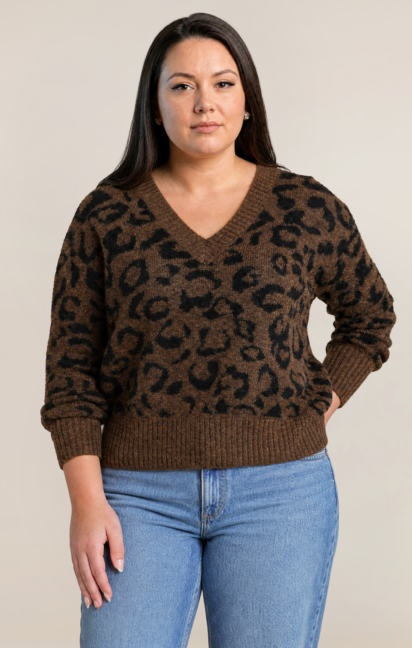 LEOPARD V-NECK SWEATER
