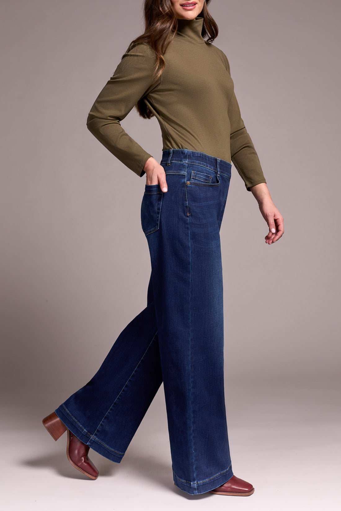 AUDREY PULL ON WIDE JEANS-DARKNIGHT