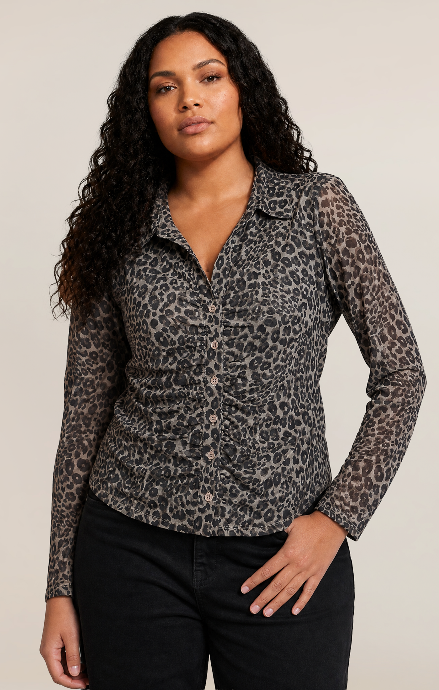 LEOPARD MESH SHIRT