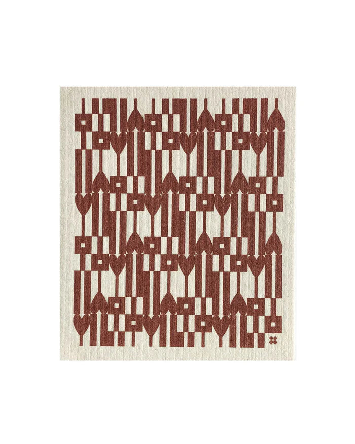Geo Heart Sponge Cloth - Teracotta