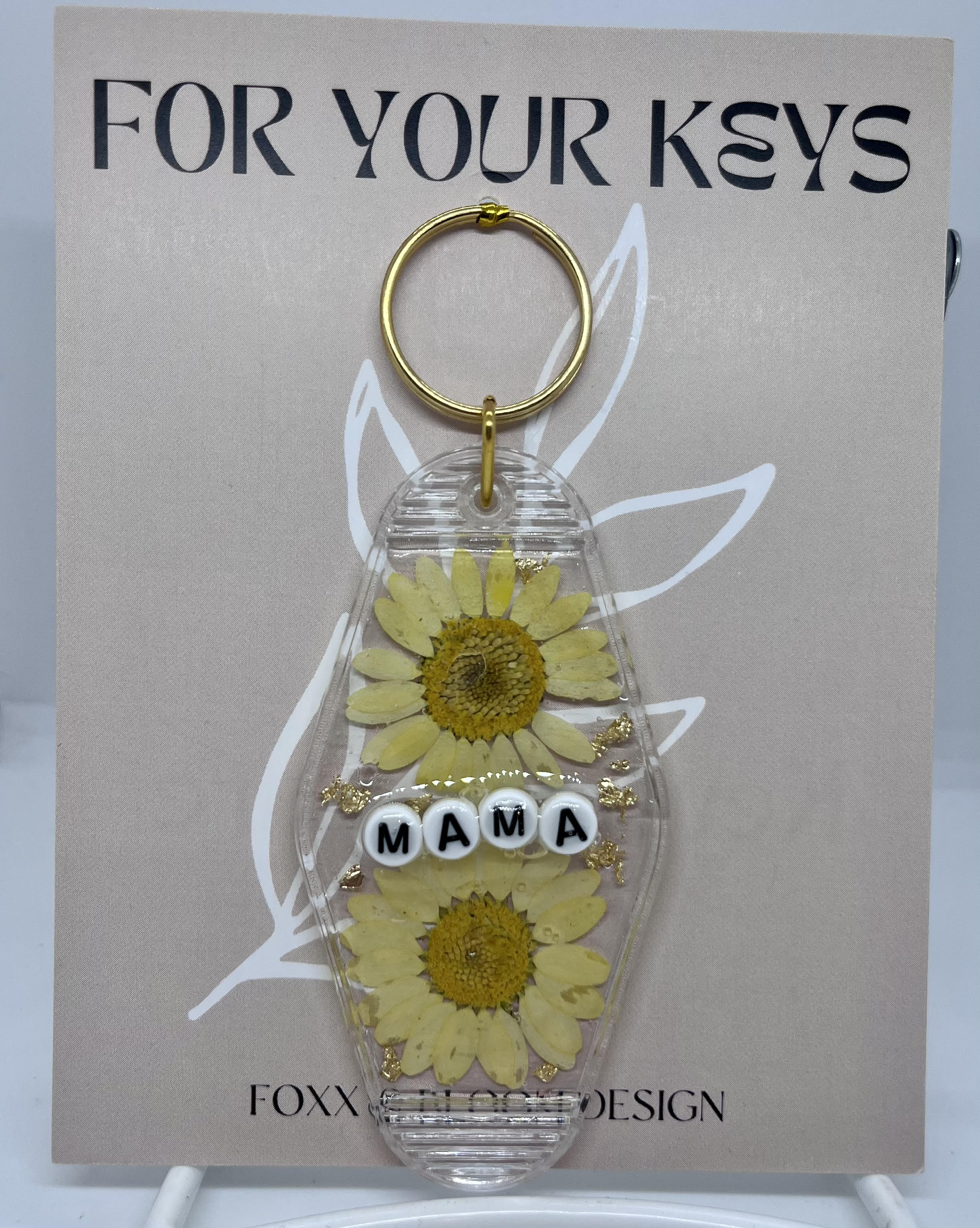 Keychain Clear Floral Mama